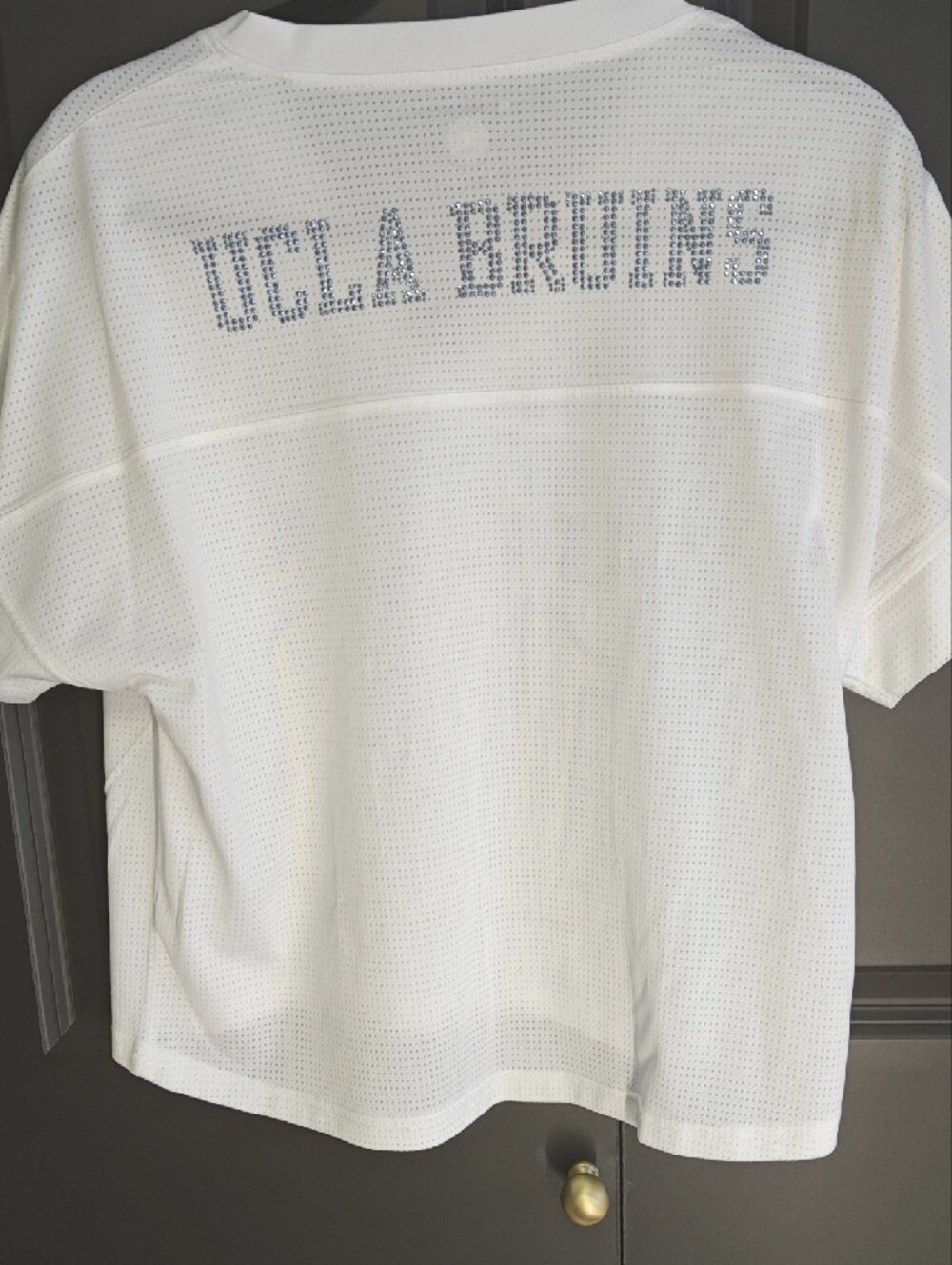 Champion White UCLA Rhinestone Jersey Top with Blue and Gold Accents - Picture 4 of 6
